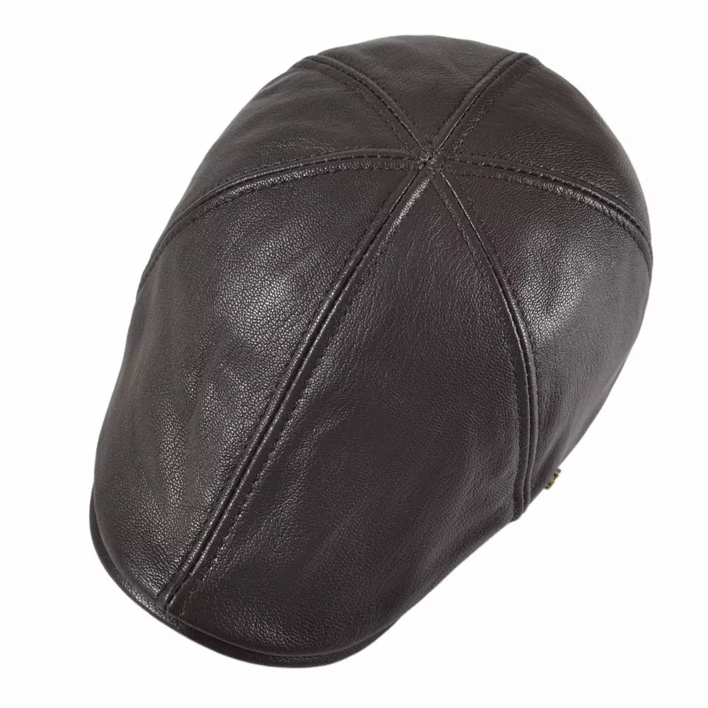 Springville Genuine Leather Flat Cap