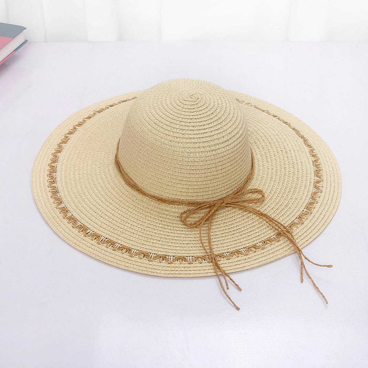 Straw Hat and Tote Set Summer Beach Sun Protection Hat Simple Sun Hat