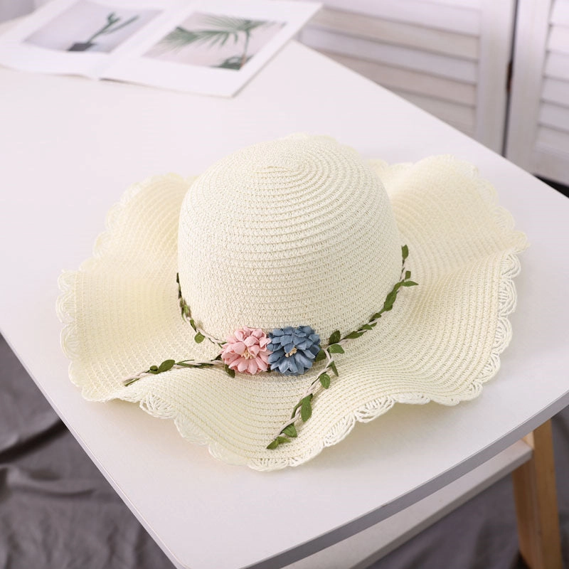 Straw Hat Women's Wave Brim Wide Brim Sun Summer Outdoor UV Family