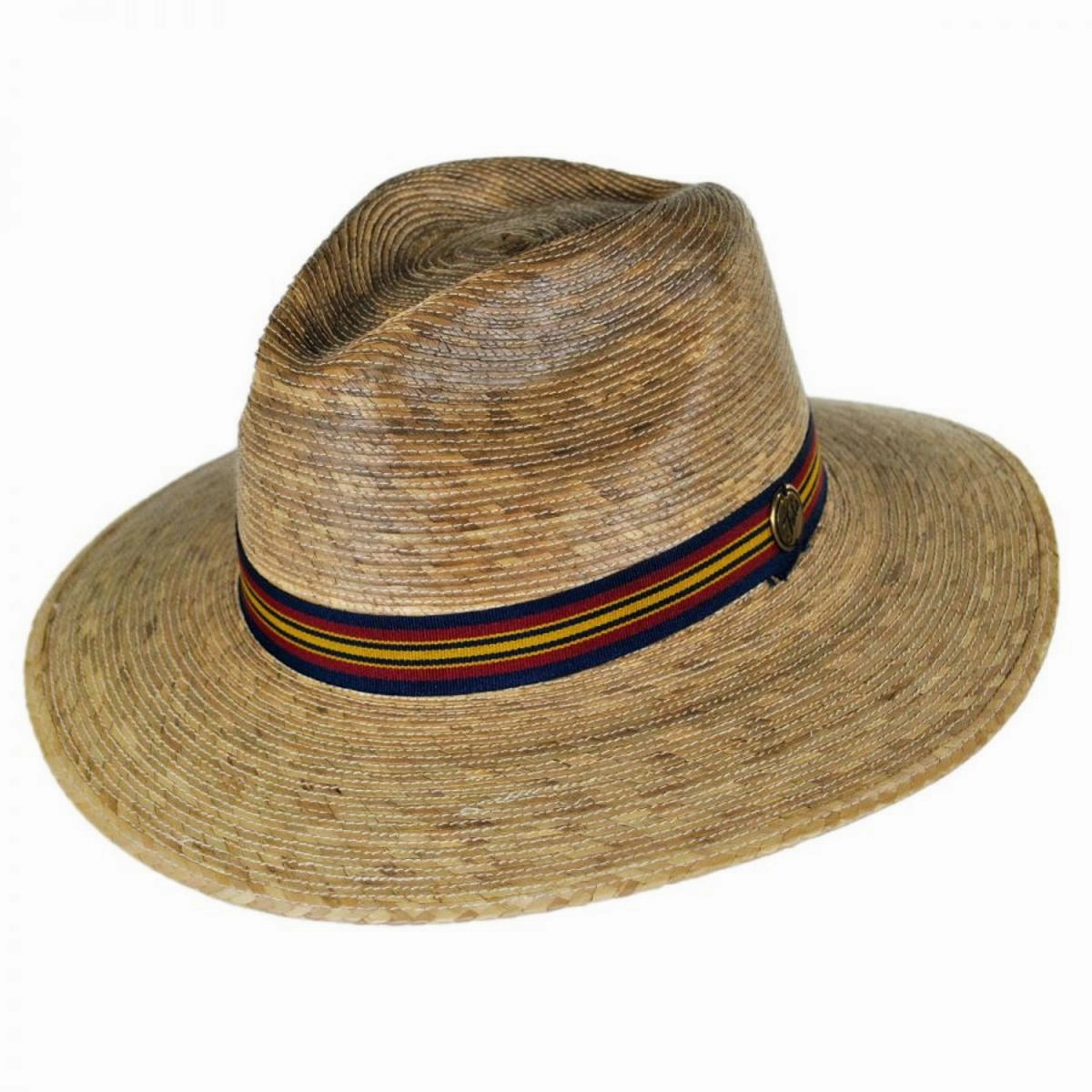 Striped Band Explorer Palm Straw Fedora Hat