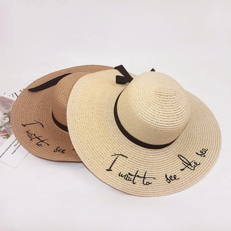 Summer Big Brim Embroidered Sun Hat Foldable Beach