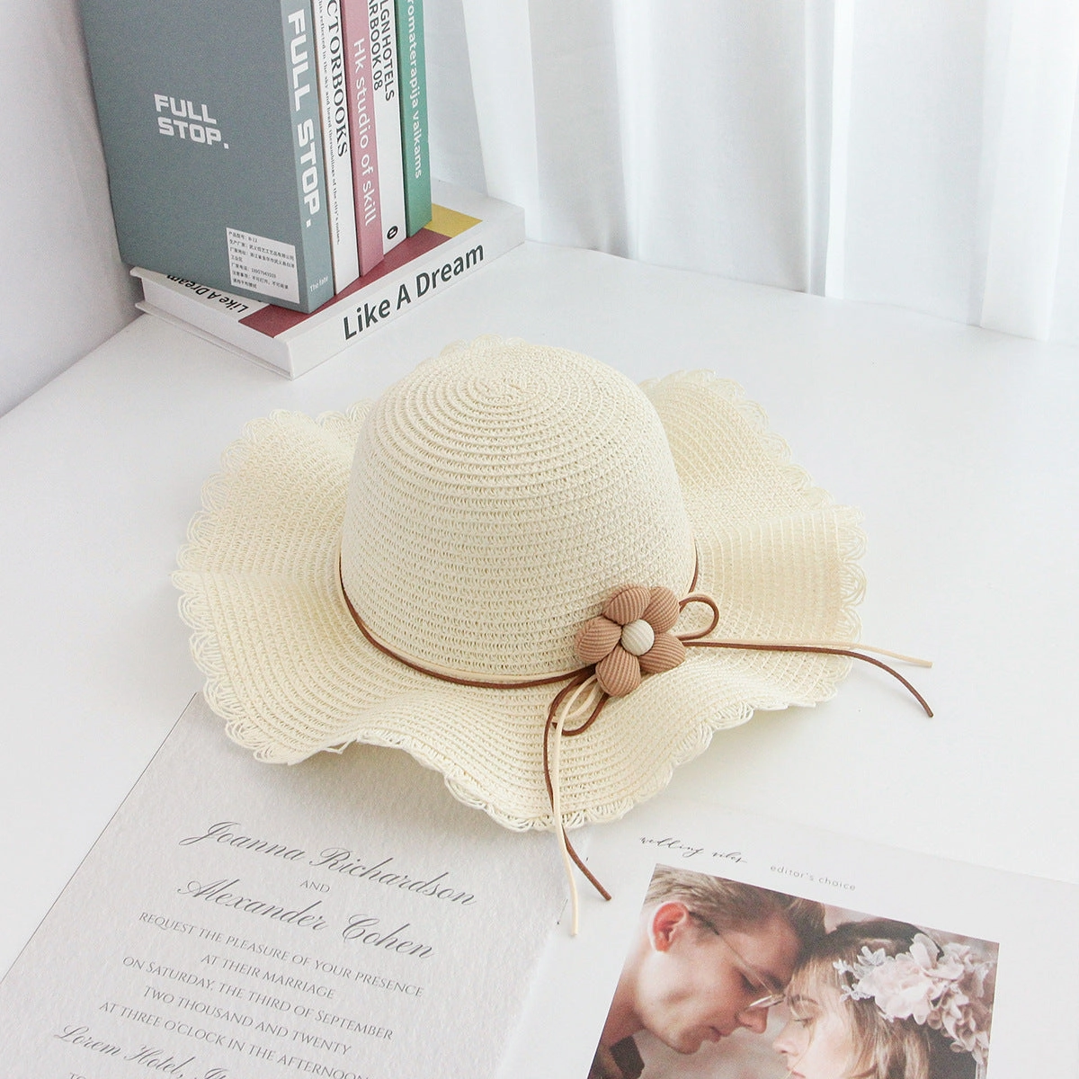 Summer Hat Women's Wave Brim Floral Sun Outdoor Beach Vacation