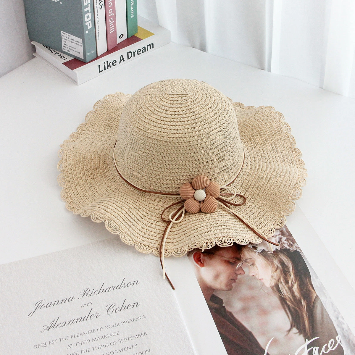Summer Hat Women's Wave Brim Floral Sun Outdoor Beach Vacation