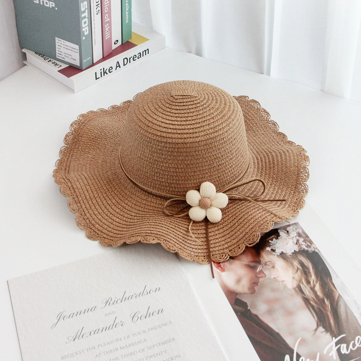 Summer Hat Women's Wave Brim Floral Sun Outdoor Beach Vacation