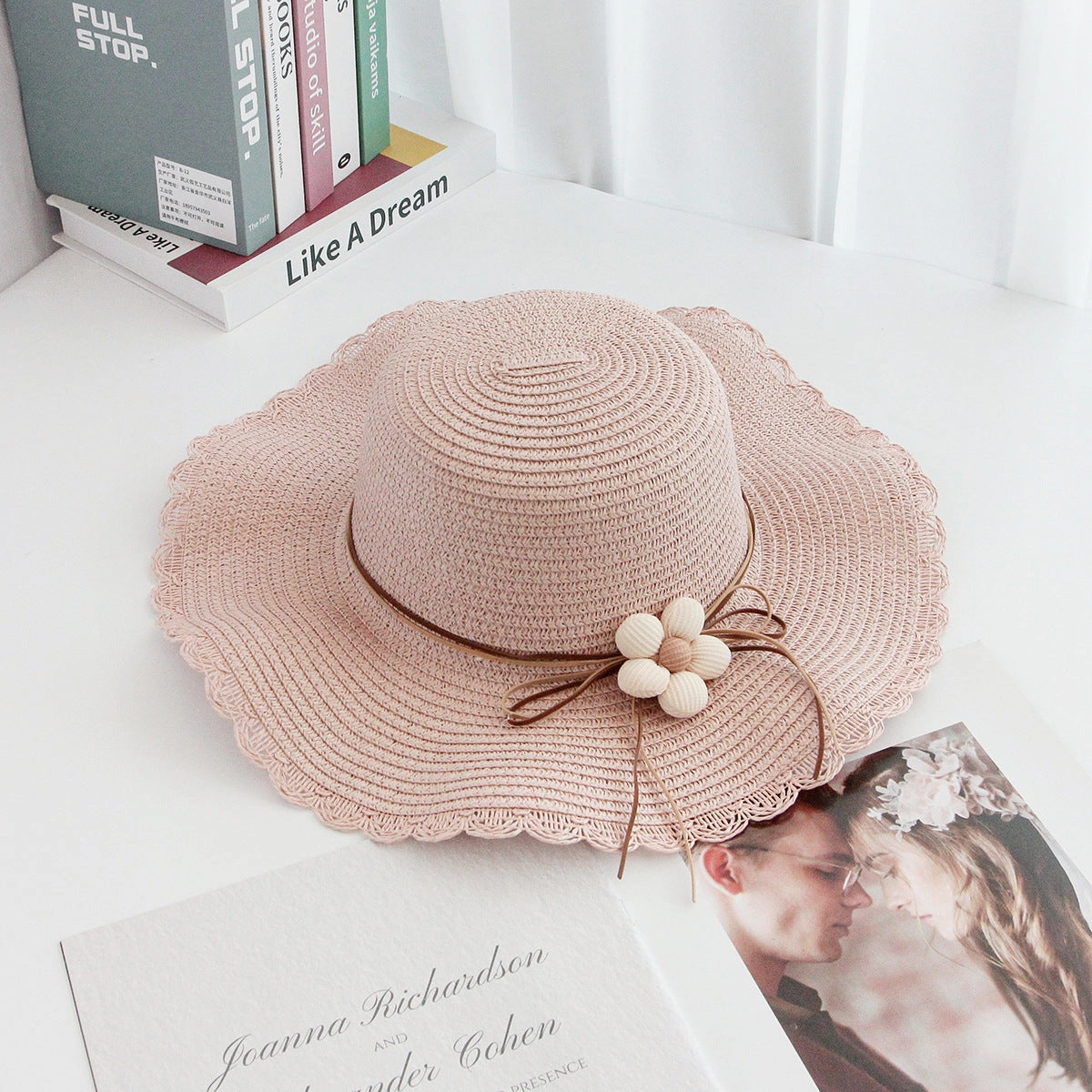 Summer Hat Women's Wave Brim Floral Sun Outdoor Beach Vacation