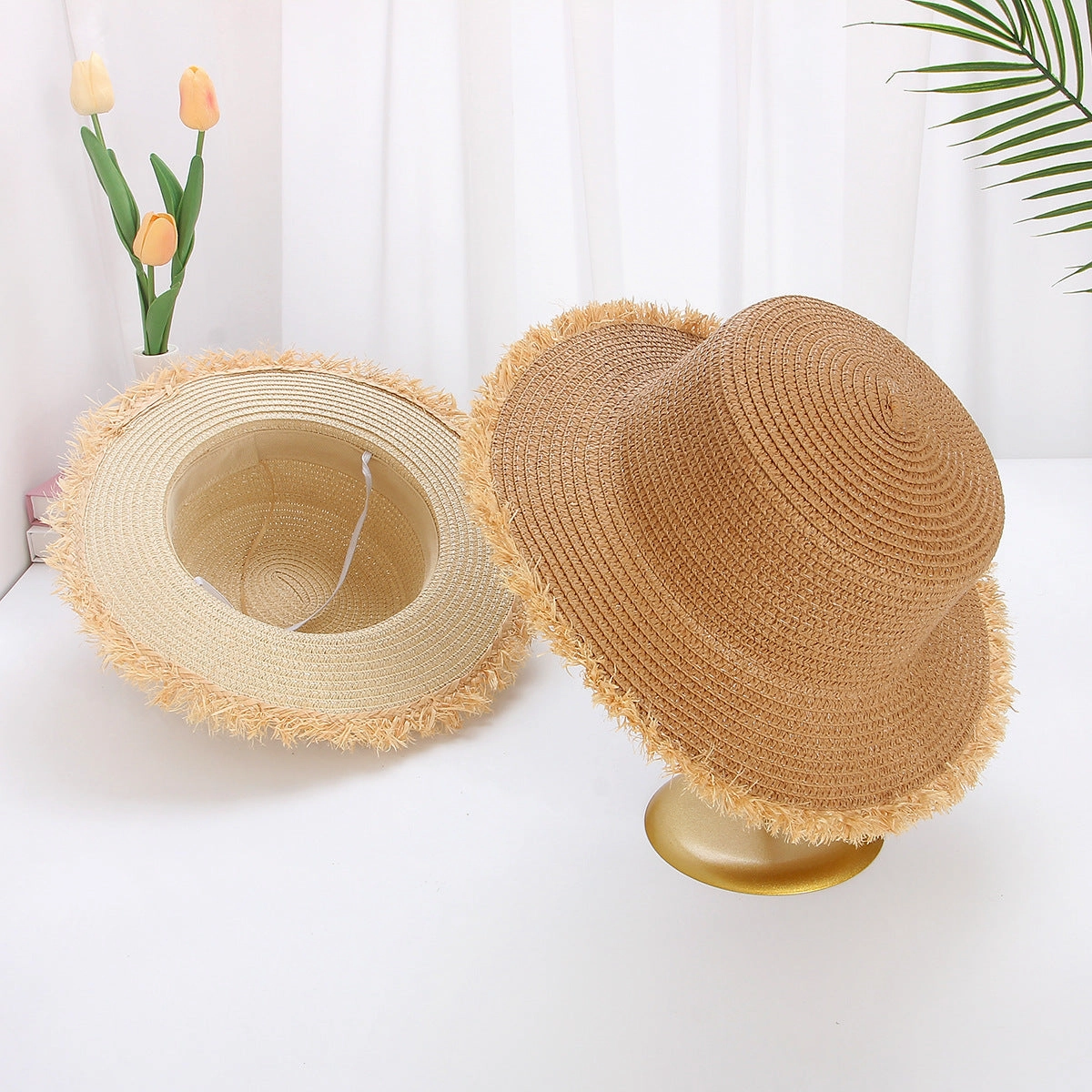 Sun Protection Wide Brim Beach Vacation Women's Plain Hat