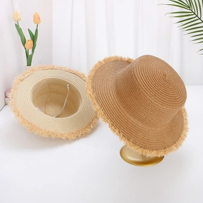 Sun Protection Wide Brim Beach Vacation Women's Plain Hat
