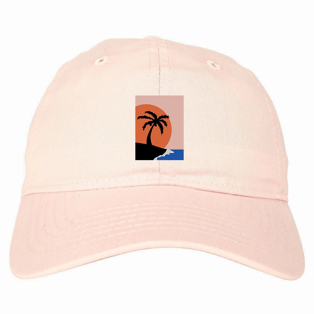Sunset Palm Tree Vacation Mens Dad Hat