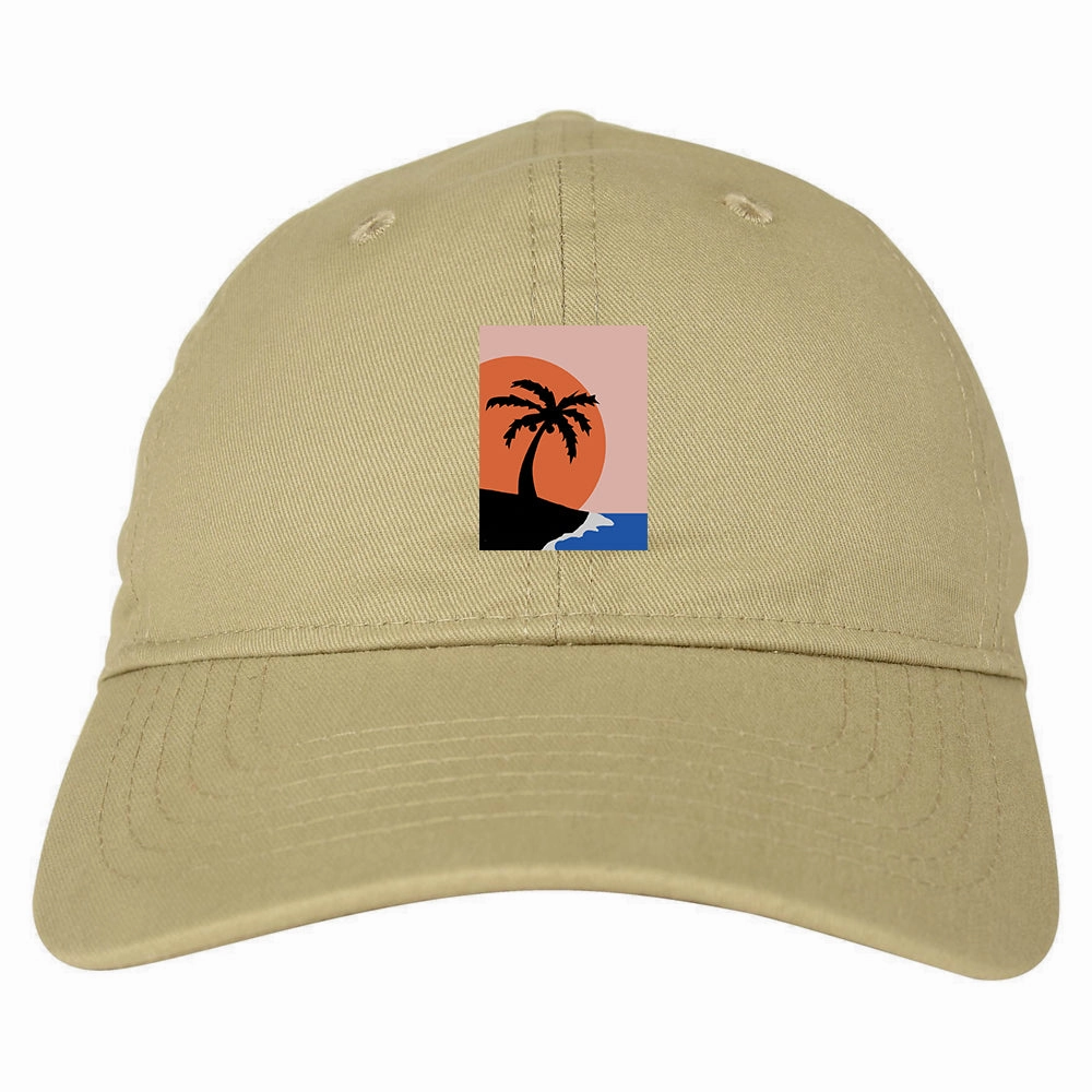 Sunset Palm Tree Vacation Mens Dad Hat