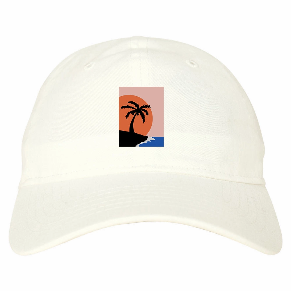 Sunset Palm Tree Vacation Mens Dad Hat