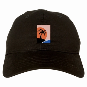 Sunset Palm Tree Vacation Mens Dad Hat