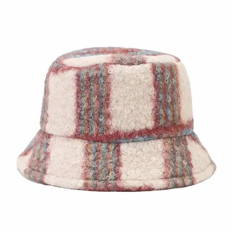 Tarly Winter Plaid Fur Bucket Hat