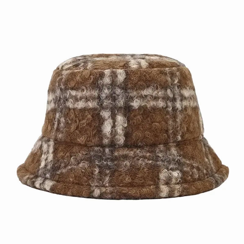 Tarly Winter Plaid Fur Bucket Hat