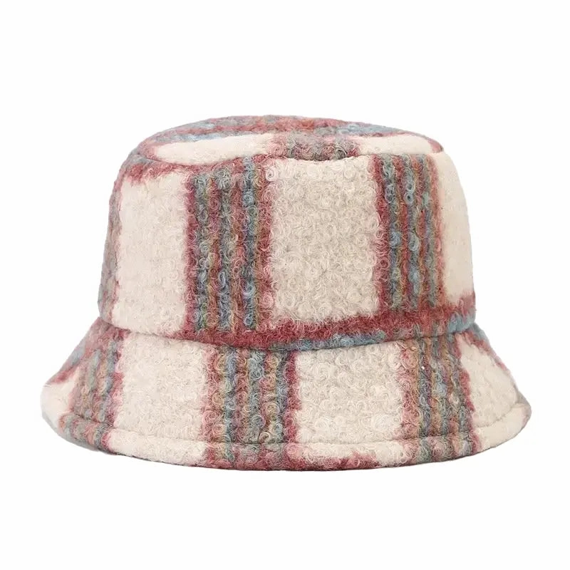 Tarly Winter Plaid Fur Bucket Hat