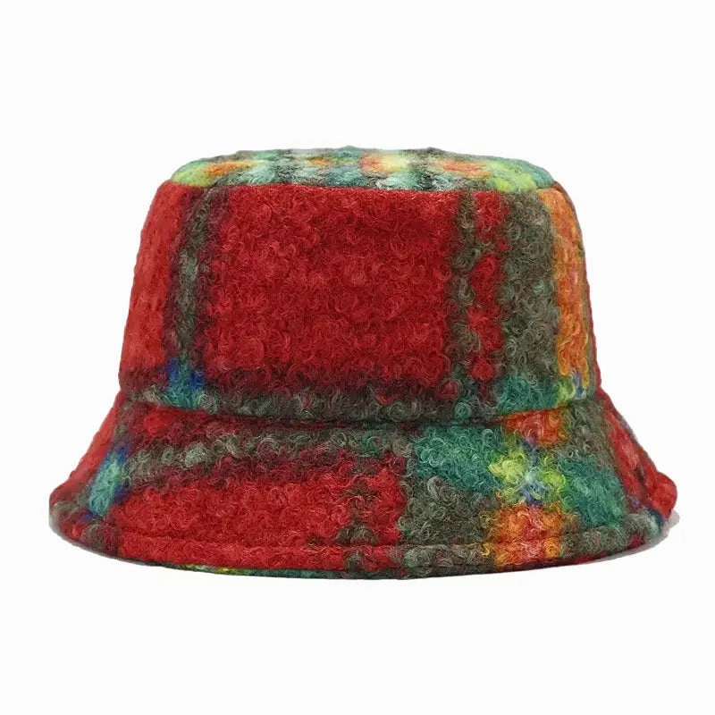 Tarly Winter Plaid Fur Bucket Hat
