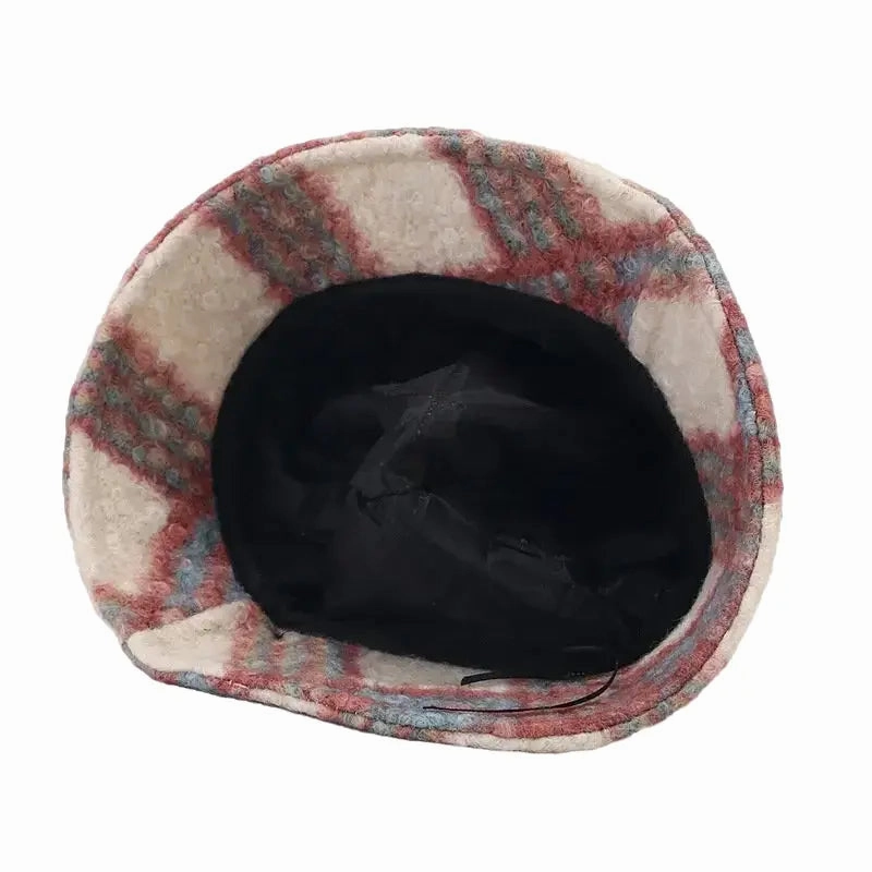 Tarly Winter Plaid Fur Bucket Hat