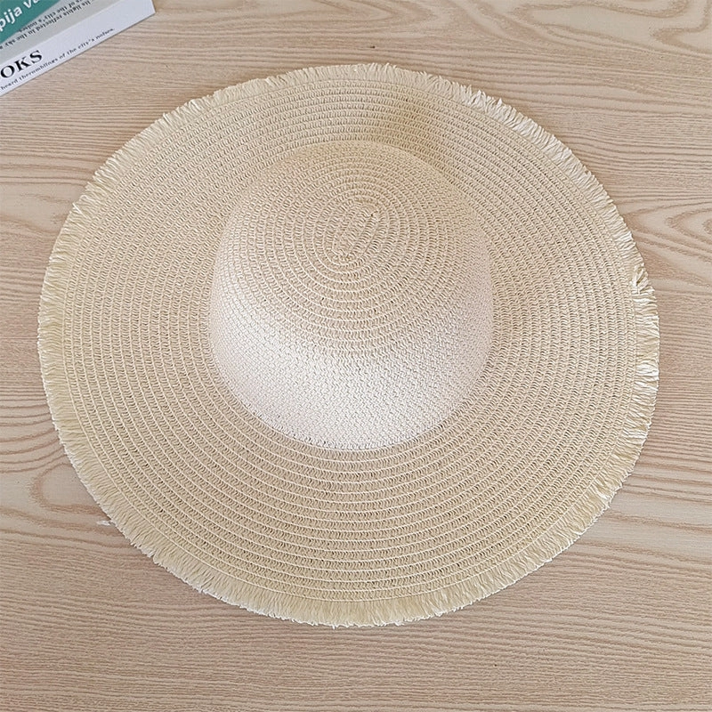 Tassel Fringe Straw Hat Wide Brim Sun Protection Beach Hat