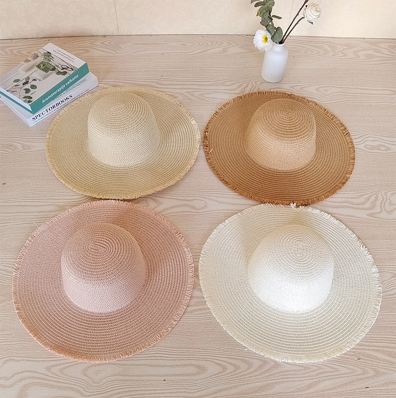 Tassel Fringe Straw Hat Wide Brim Sun Protection Beach Hat