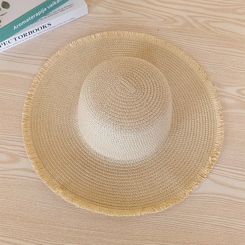 Tassel Fringe Straw Hat Wide Brim Sun Protection Beach Hat