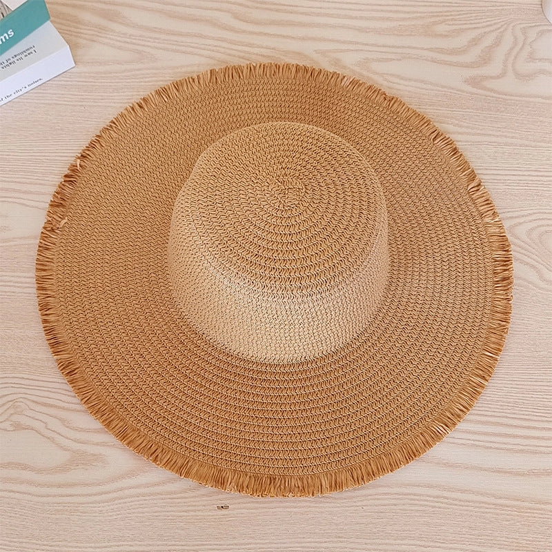 Tassel Fringe Straw Hat Wide Brim Sun Protection Beach Hat