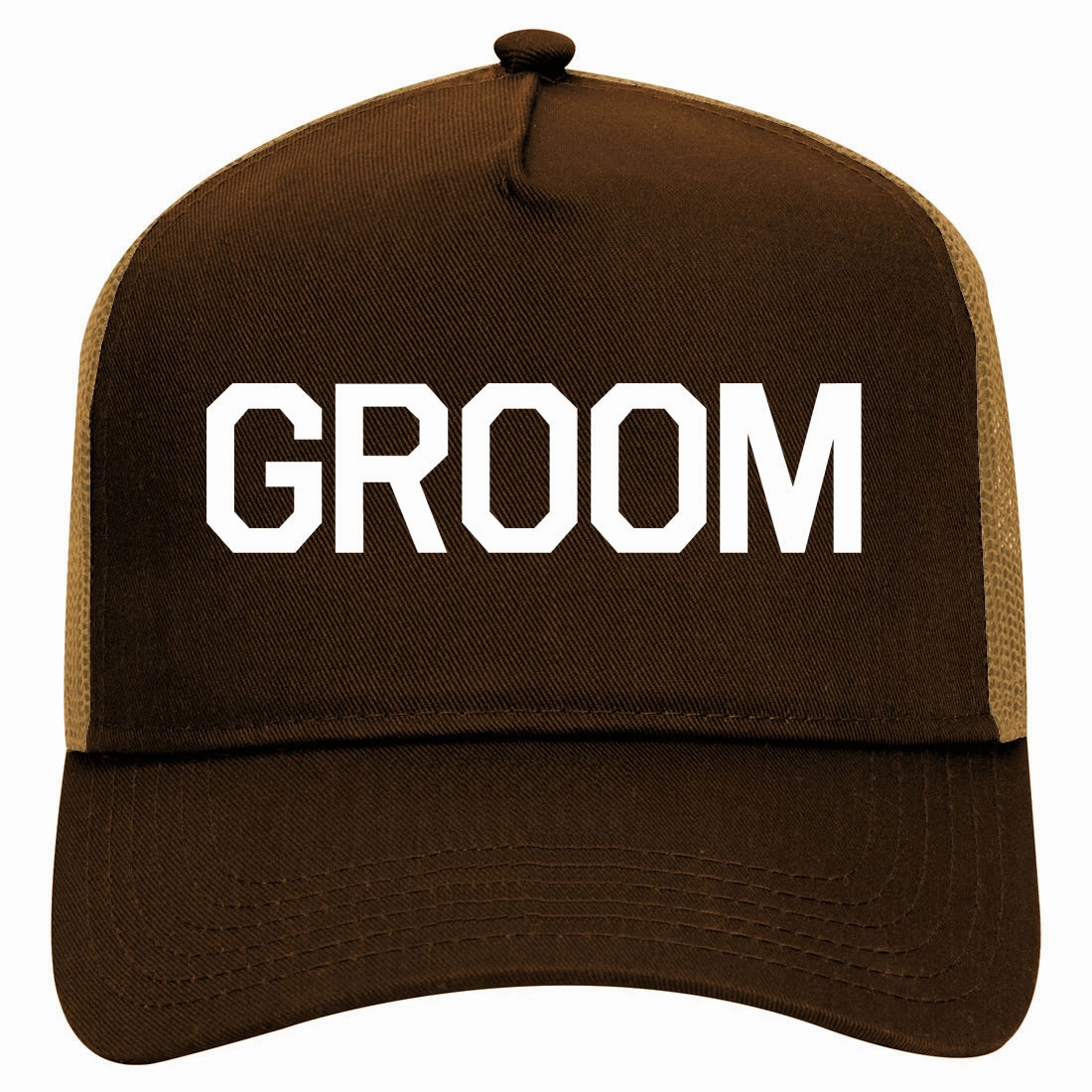 The Groom Bachelor Party Retro Adult 5 Panel Mesh Trucker Hat