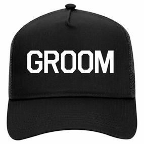The Groom Bachelor Party Retro Adult 5 Panel Mesh Trucker Hat