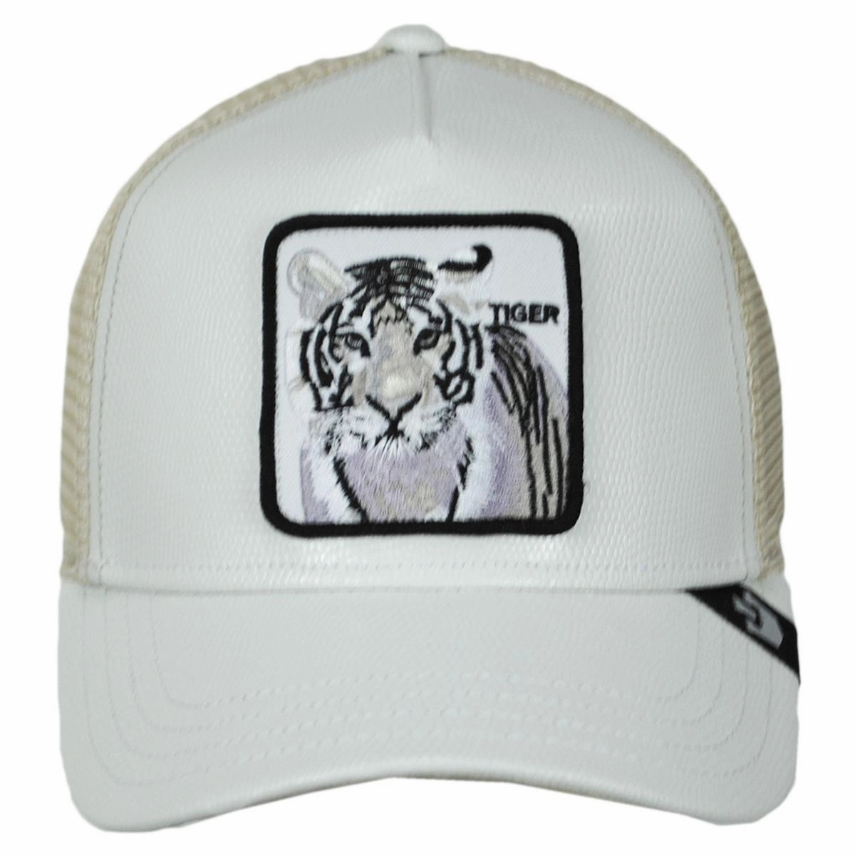 The Killer Tiger Vegan Leather Mesh Trucker Snapback Baseball Cap
