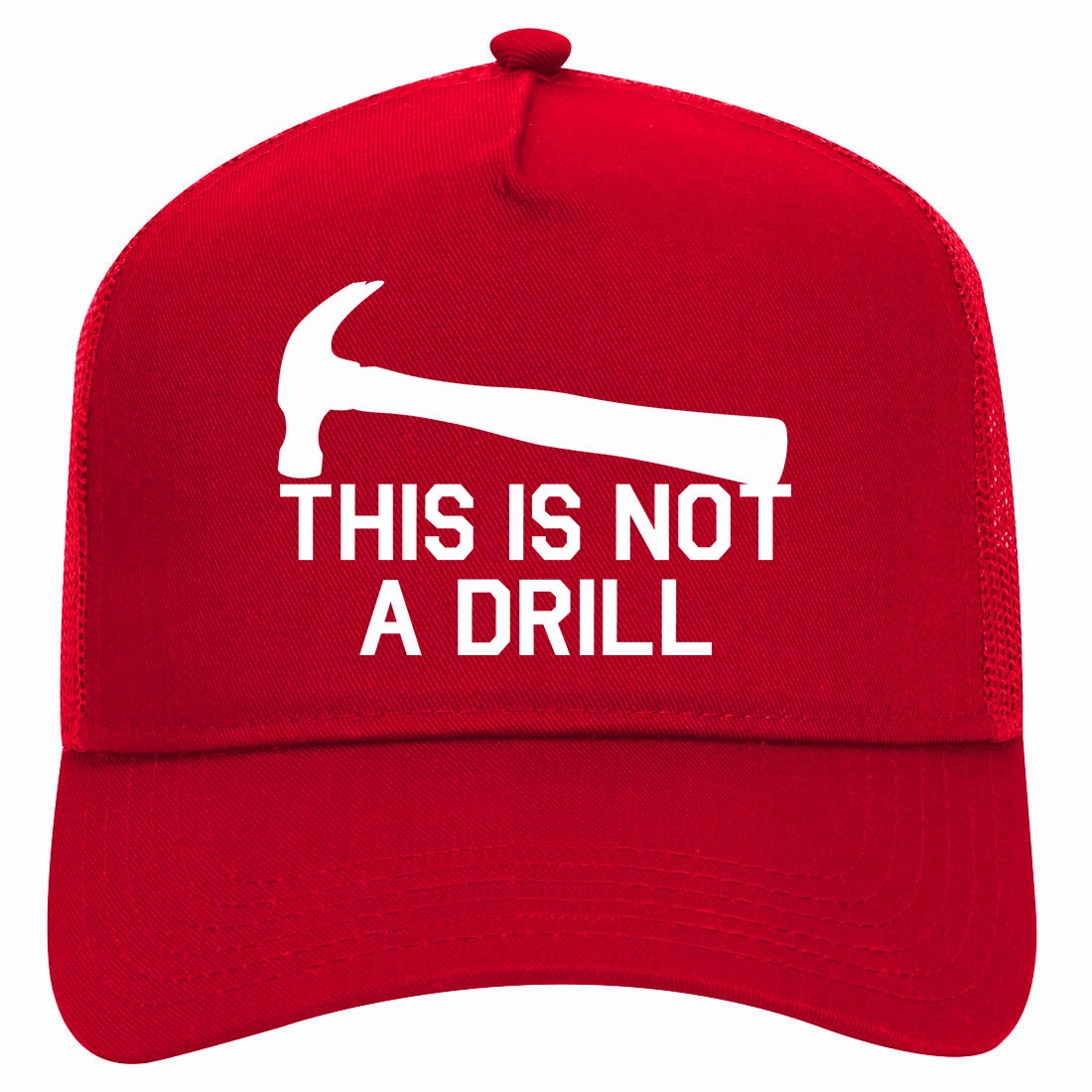 This Is Not A Drill Funny Construction Worker Retro Adult 5 Panel Mesh Trucker Hat