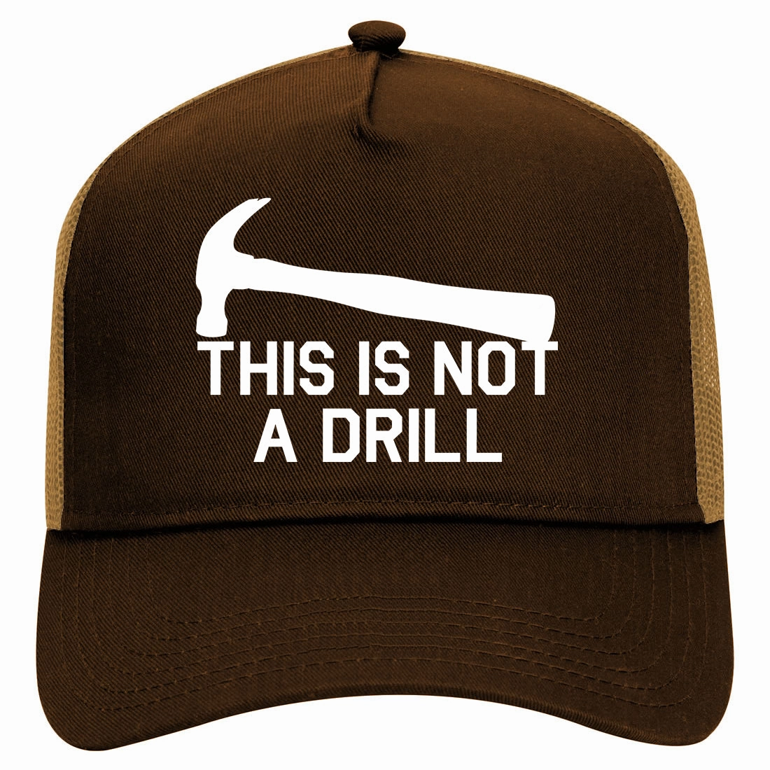 This Is Not A Drill Funny Construction Worker Retro Adult 5 Panel Mesh Trucker Hat