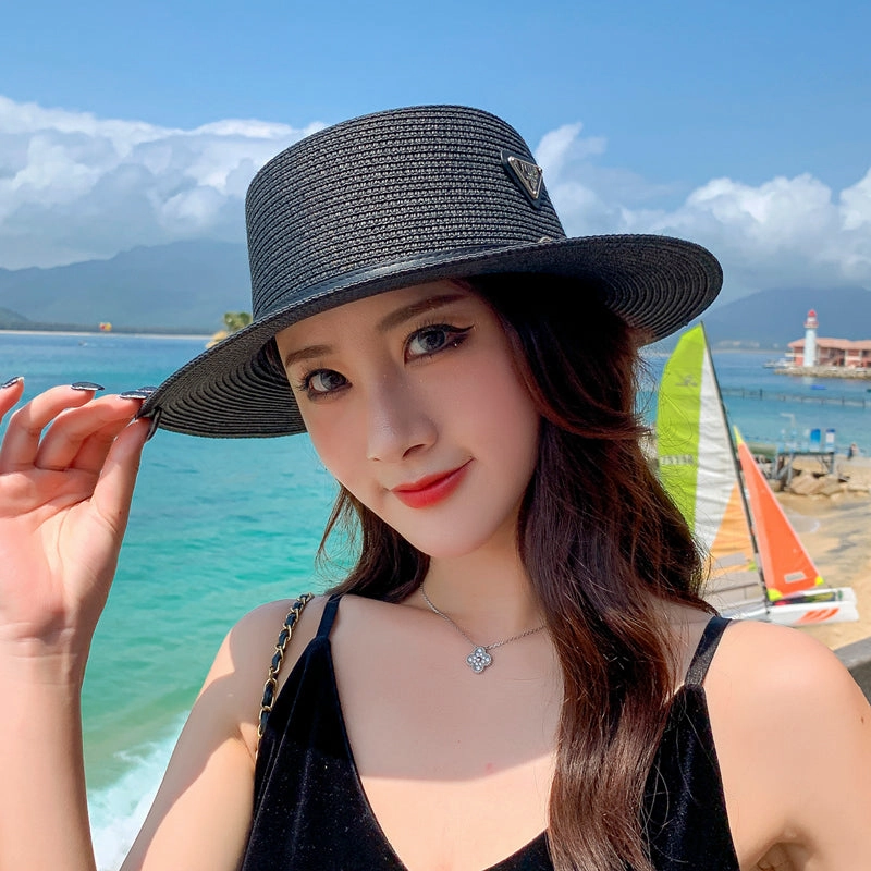 Trending Spring Autumn Straw Hat Summer Women Flat Brim British Jazz Sun