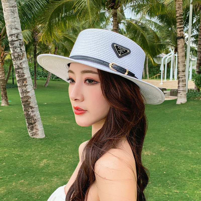 Trending Spring Autumn Straw Hat Summer Women Flat Brim British Jazz Sun