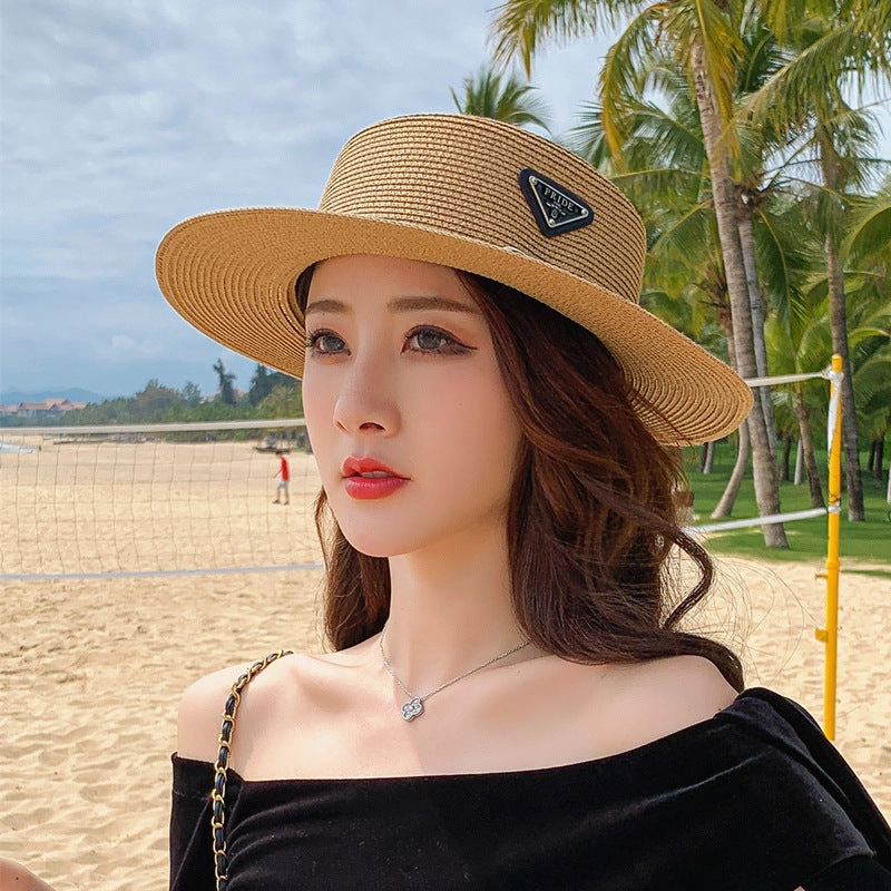 Trending Spring Autumn Straw Hat Summer Women Flat Brim British Jazz Sun