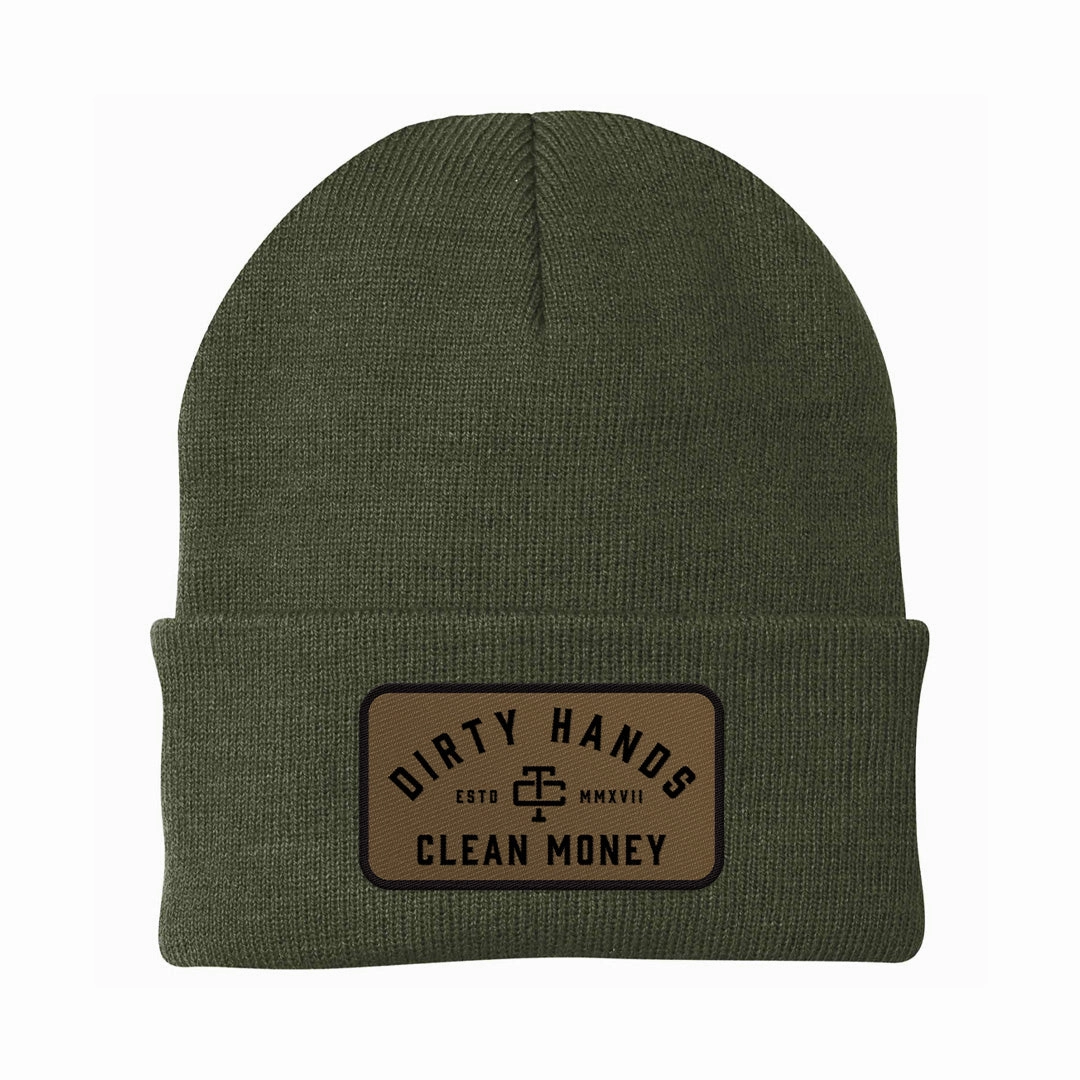 Troll Co. Classic "Dirty Hands, Clean Money" Patch Knit Beanie