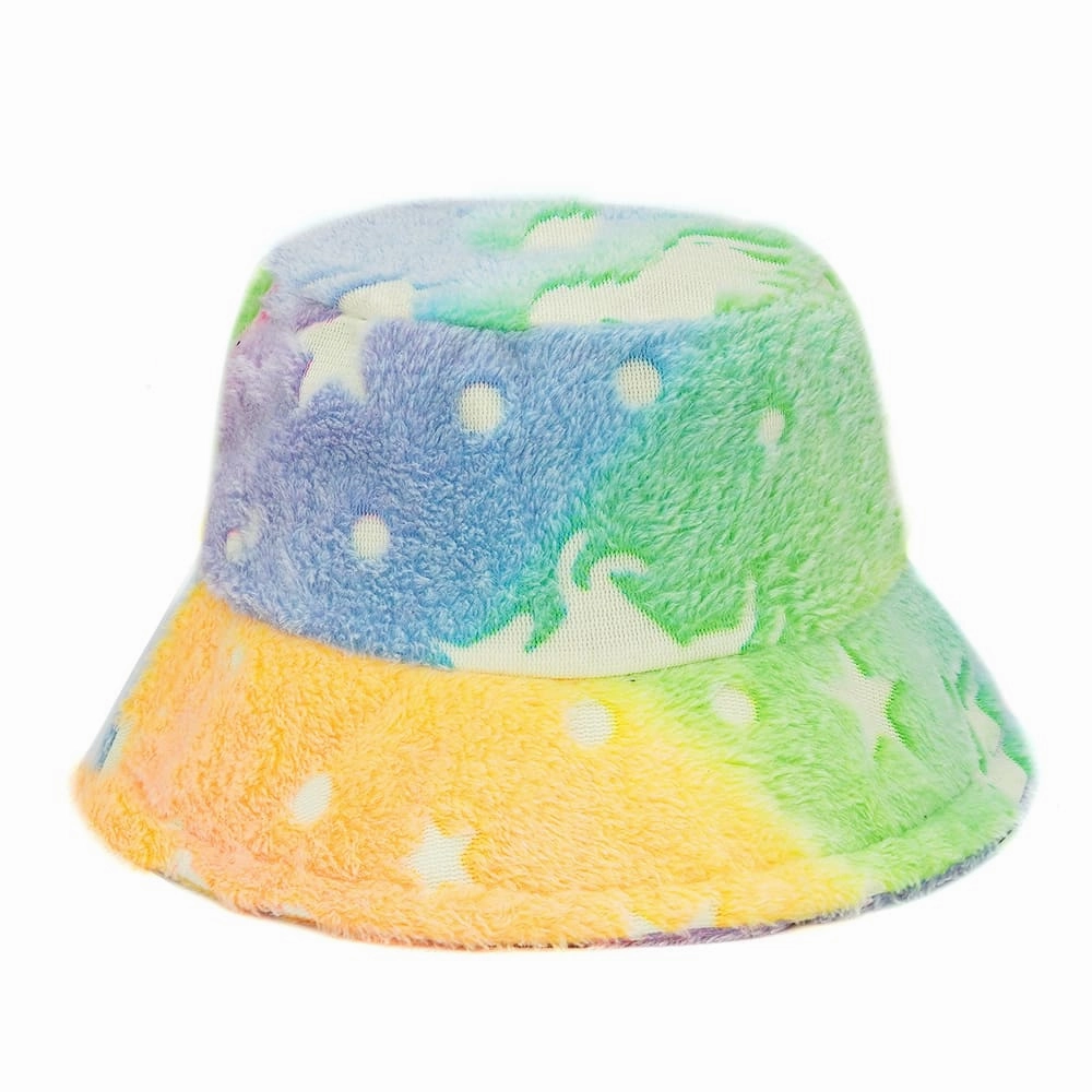Unicorns Tie-Dye Fur Bucket Hat