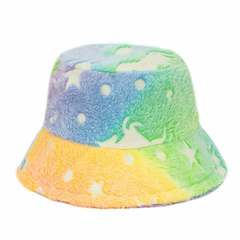 Unicorns Tie-Dye Fur Bucket Hat