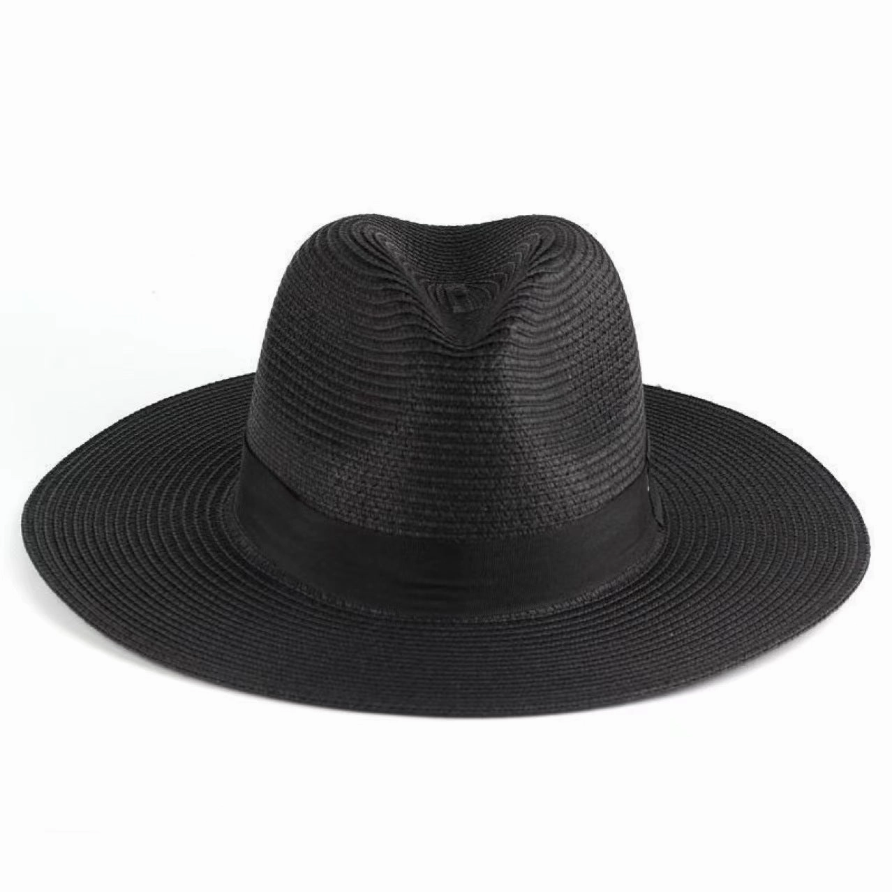 Unisex Summer Sun Protection Straw Wide Brim Beach Hat Panama