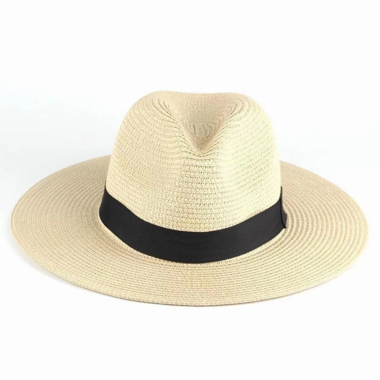 Unisex Summer Sun Protection Straw Wide Brim Beach Hat Panama