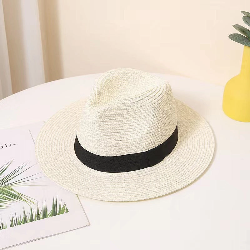 Unisex Summer Sun Protection Straw Wide Brim Beach Hat Panama