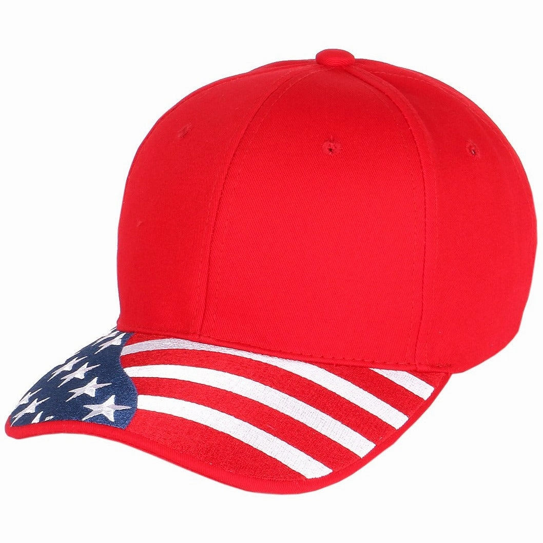 USA American Flag Embroidered Brim Curved Visor Baseball Cap Adjustable Snapback Hat
