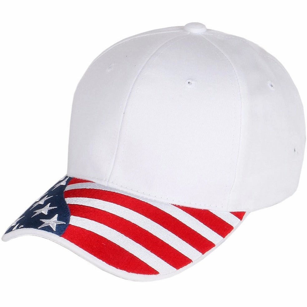 USA American Flag Embroidered Brim Curved Visor Baseball Cap Adjustable Snapback Hat