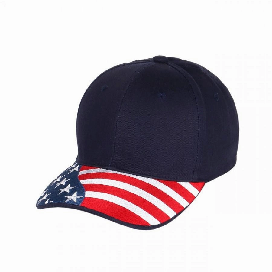 USA American Flag Embroidered Brim Curved Visor Baseball Cap Adjustable Snapback Hat