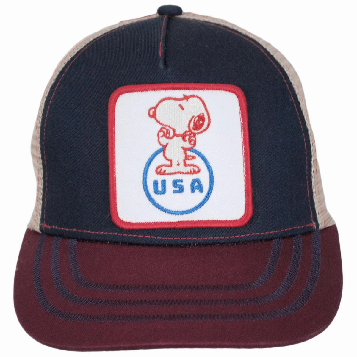 USA Snoopy Mesh Trucker Snapback Baseball Cap