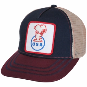 USA Snoopy Mesh Trucker Snapback Baseball Cap