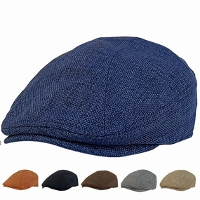 Verona Plain Linen Flat Cap