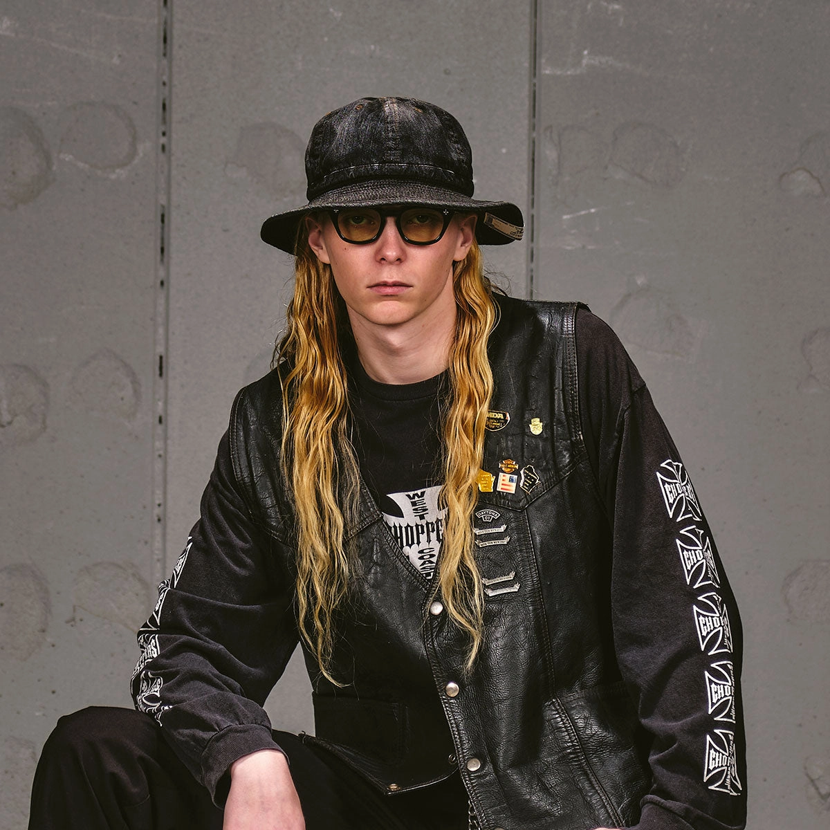 VINTAGE DENIM FATIGUE HAT - Black