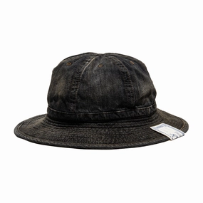 VINTAGE DENIM FATIGUE HAT - Black