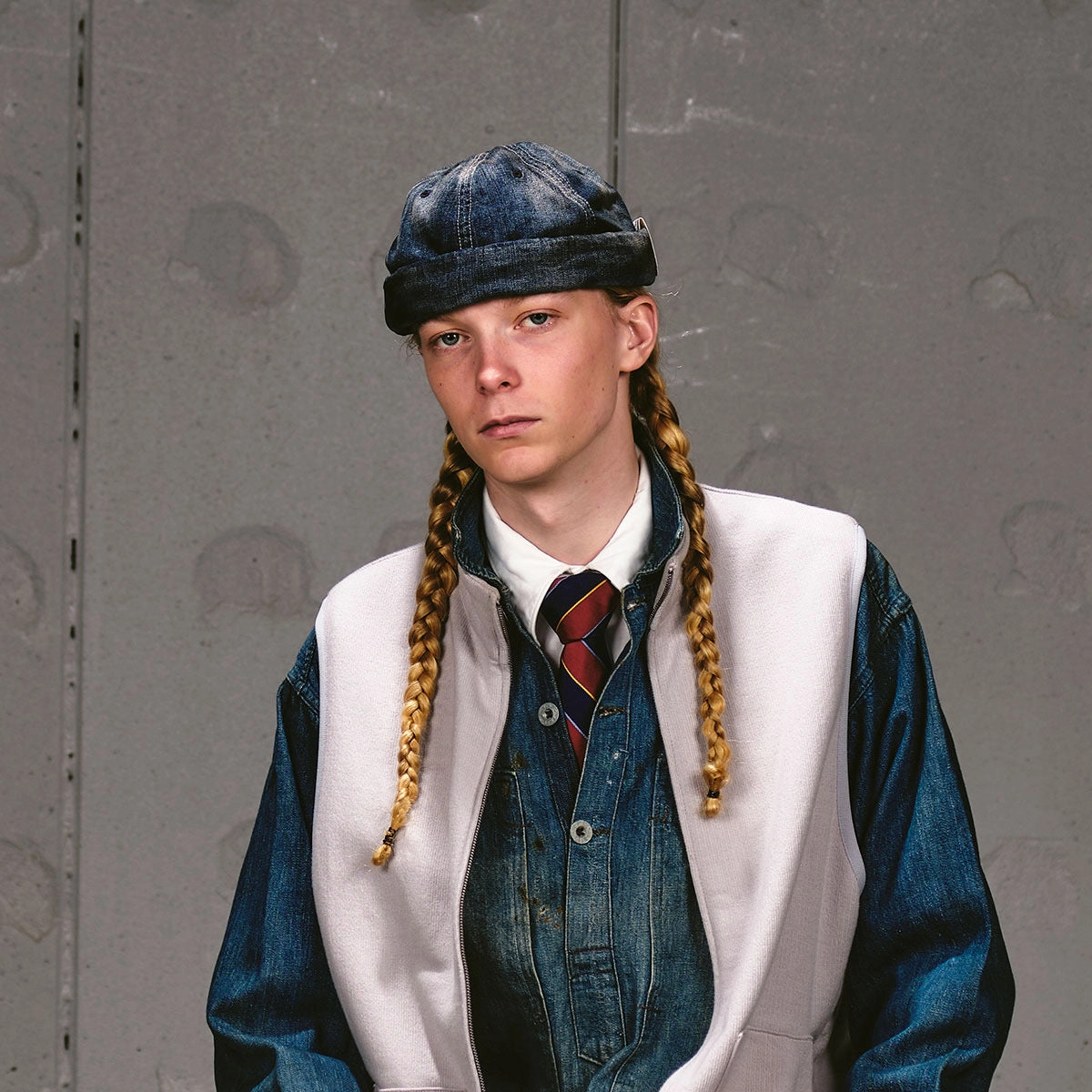 VINTAGE DENIM ROLL CAP - Black