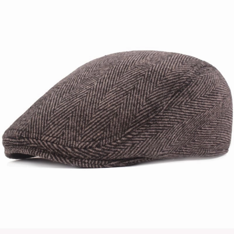 Vintage Herringbone Cotton Flat Cap