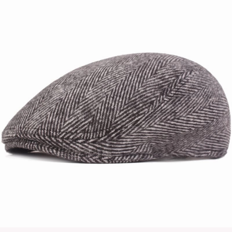 Vintage Herringbone Cotton Flat Cap