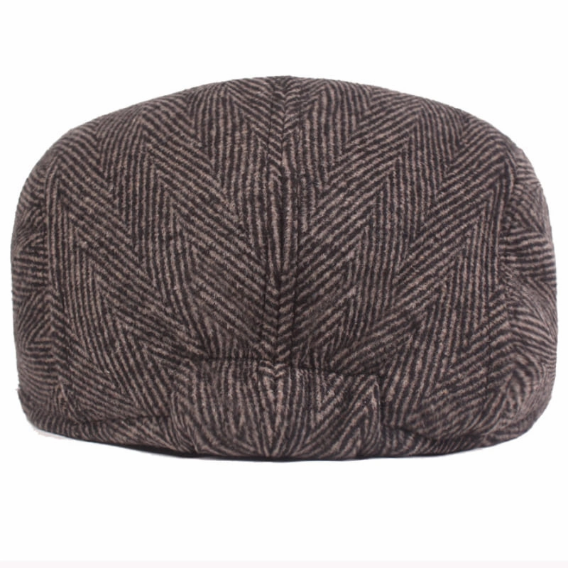 Vintage Herringbone Cotton Flat Cap